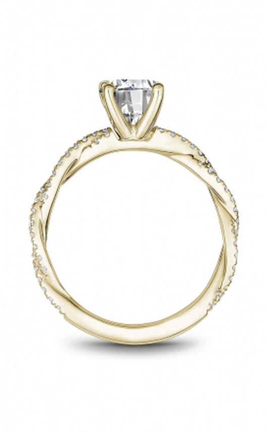 18K Yellow Gold Sidestone Round Engagement Ring