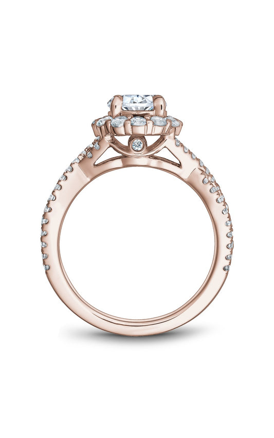 14K Rose Gold Halo Round Engagement Ring