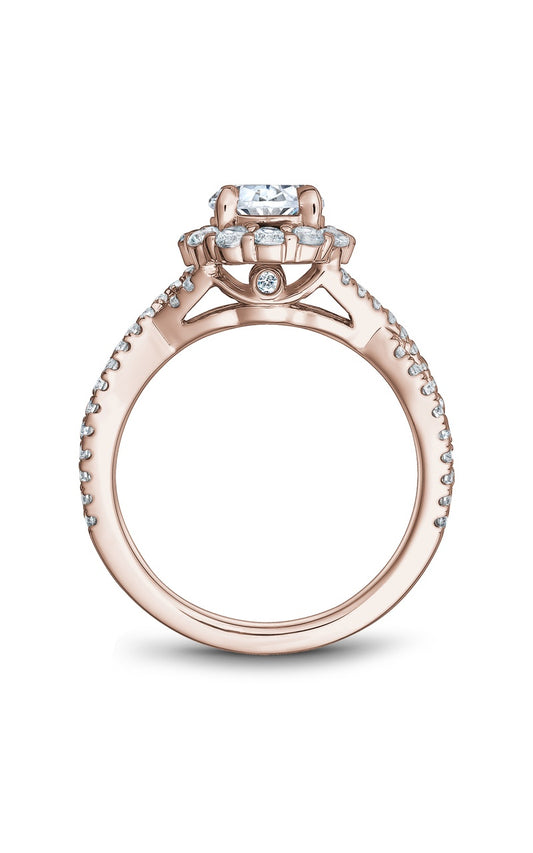 14K Rose Gold Halo Round Engagement Ring