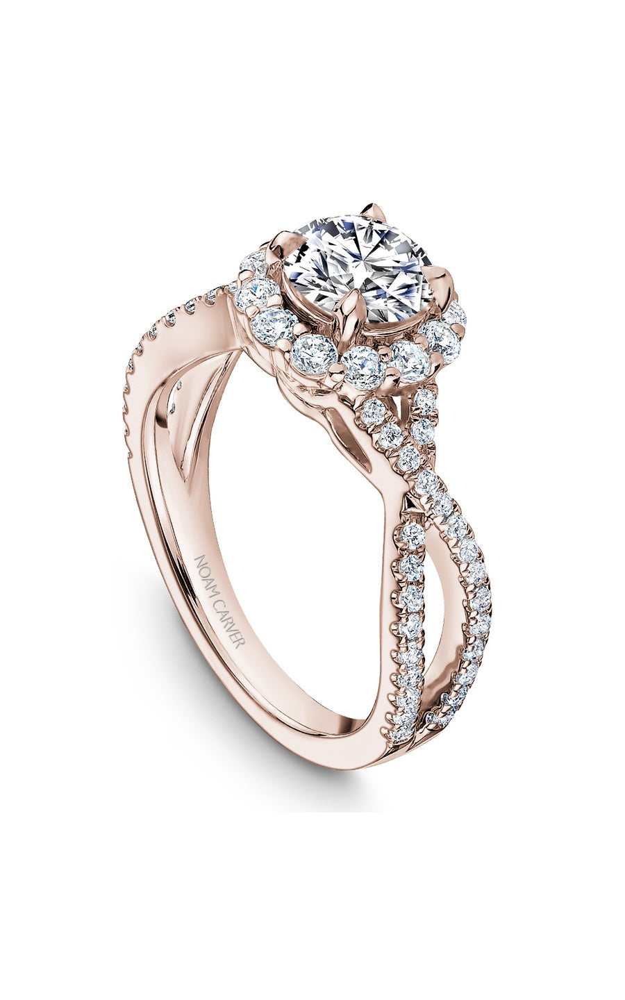14K Rose Gold Halo Round Engagement Ring