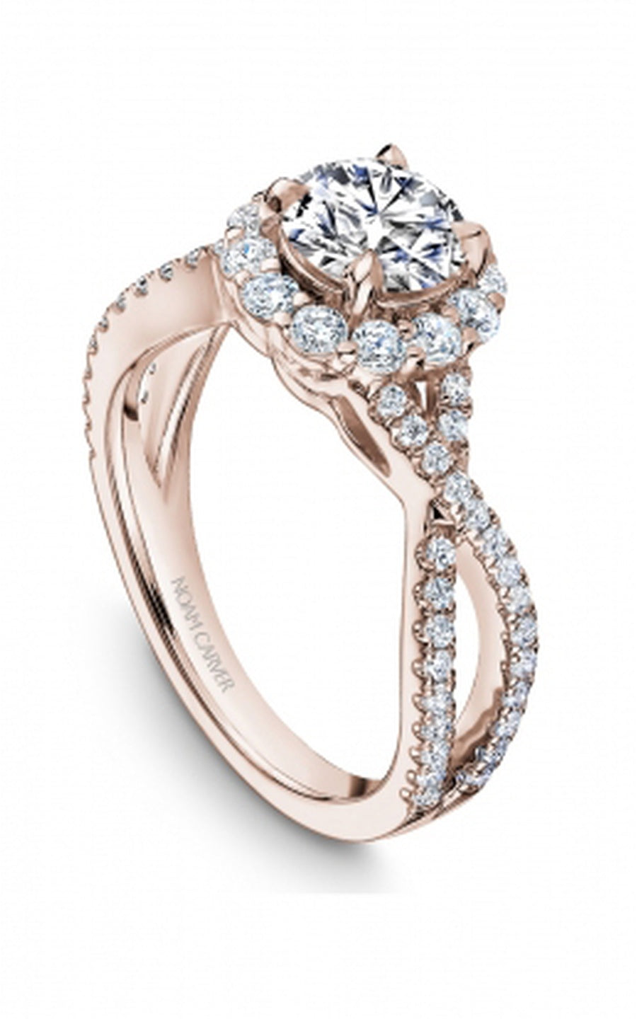 18K Rose Gold Halo Round Engagement Ring