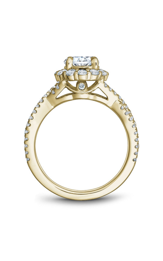 14K Yellow Gold Halo Round Engagement Ring
