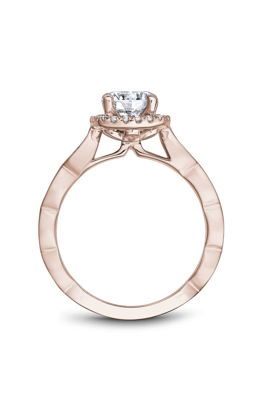 14K Rose Gold Halo Round Engagement Ring