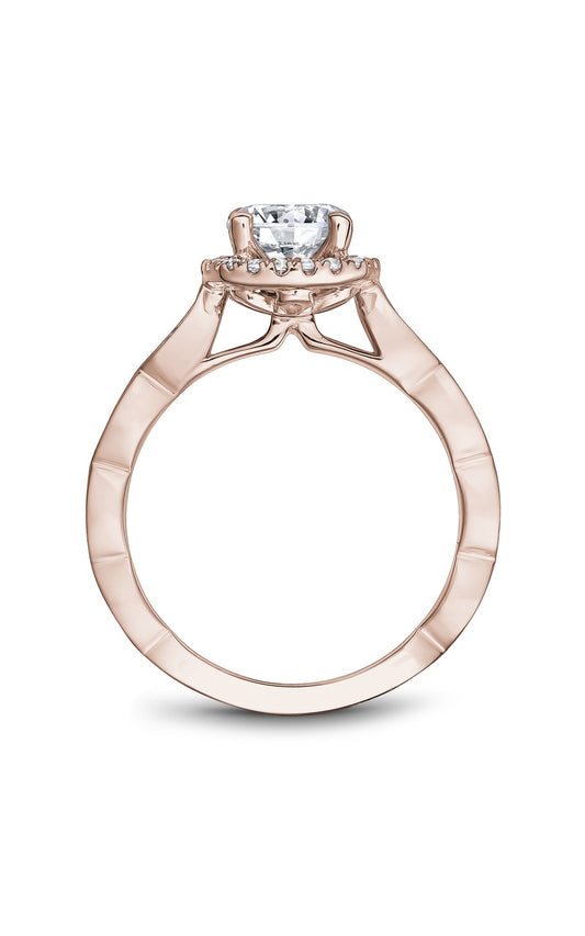 14K Rose Gold Halo Round Engagement Ring
