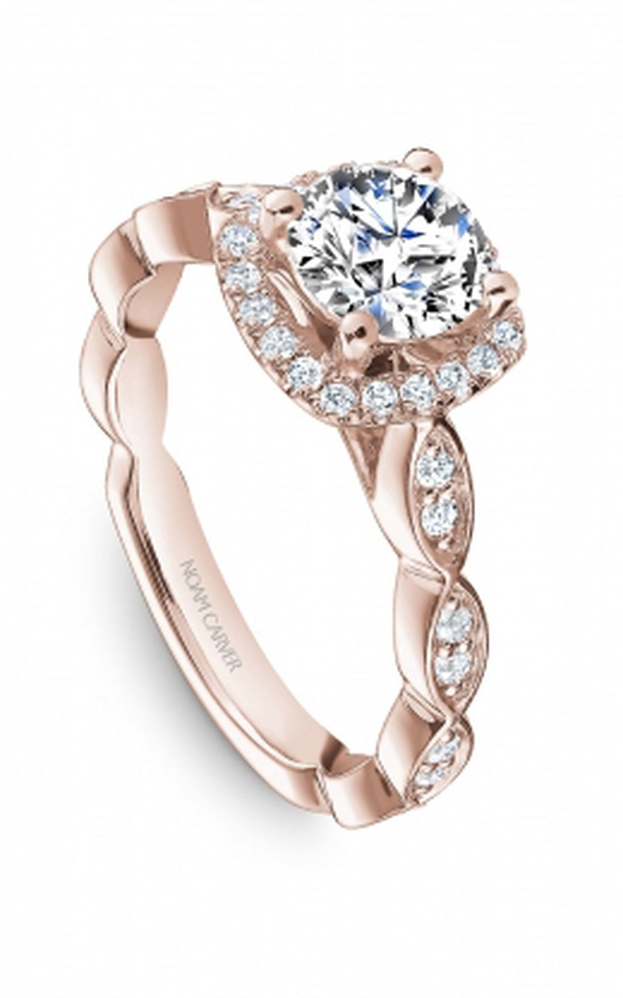 18K Rose Gold Halo Round Engagement Ring