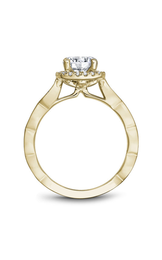 14K Yellow Gold Halo Round Engagement Ring