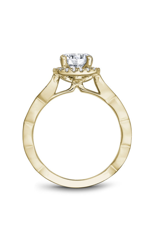 14K Yellow Gold Halo Round Engagement Ring