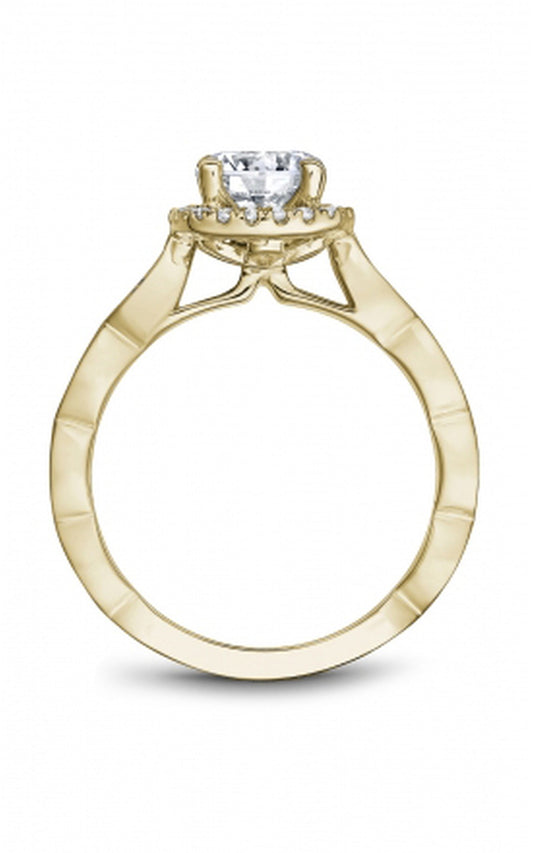18K Yellow Gold Halo Round Engagement Ring