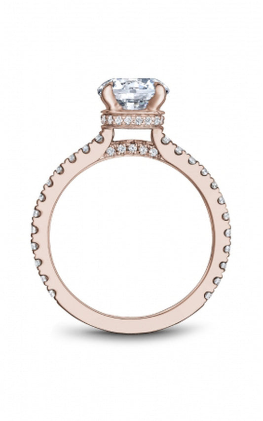 18K Rose Gold Sidestone Round Engagement Ring
