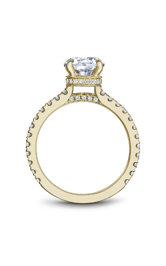 14K Yellow Gold Sidestone Round Engagement Ring