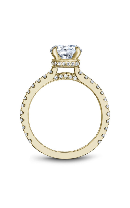 14K Yellow Gold Sidestone Round Engagement Ring
