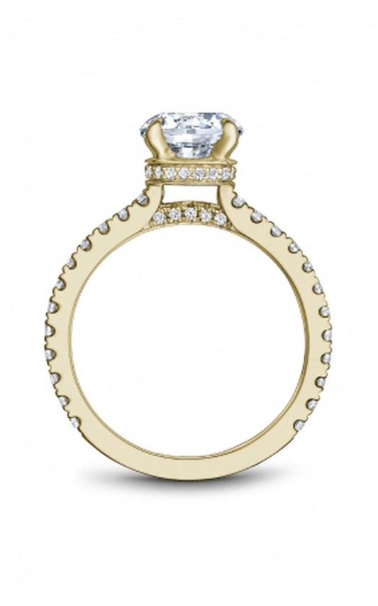 18K Yellow Gold Sidestone Round Engagement Ring