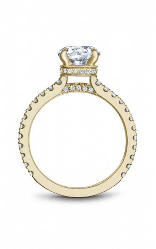 18K Yellow Gold Sidestone Round Engagement Ring