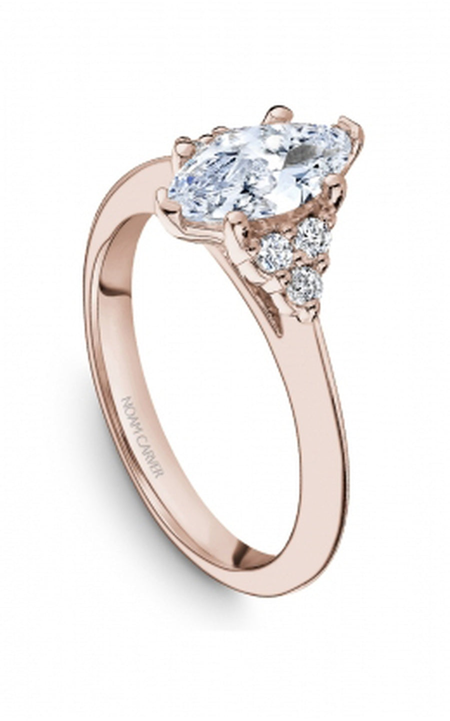 18K Rose Gold Sidestone Marquise Engagement Ring