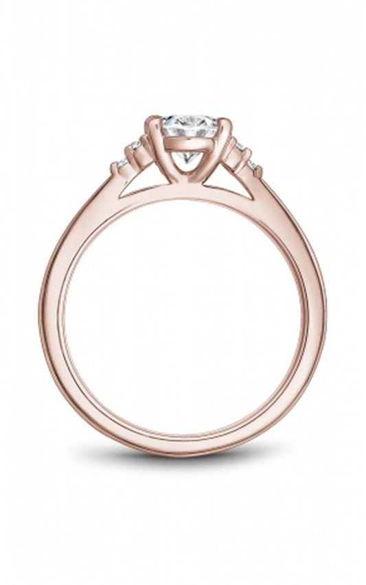 18K Rose Gold Sidestone Oval Engagement Ring