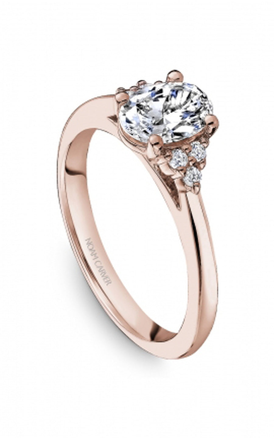 18K Rose Gold Sidestone Oval Engagement Ring