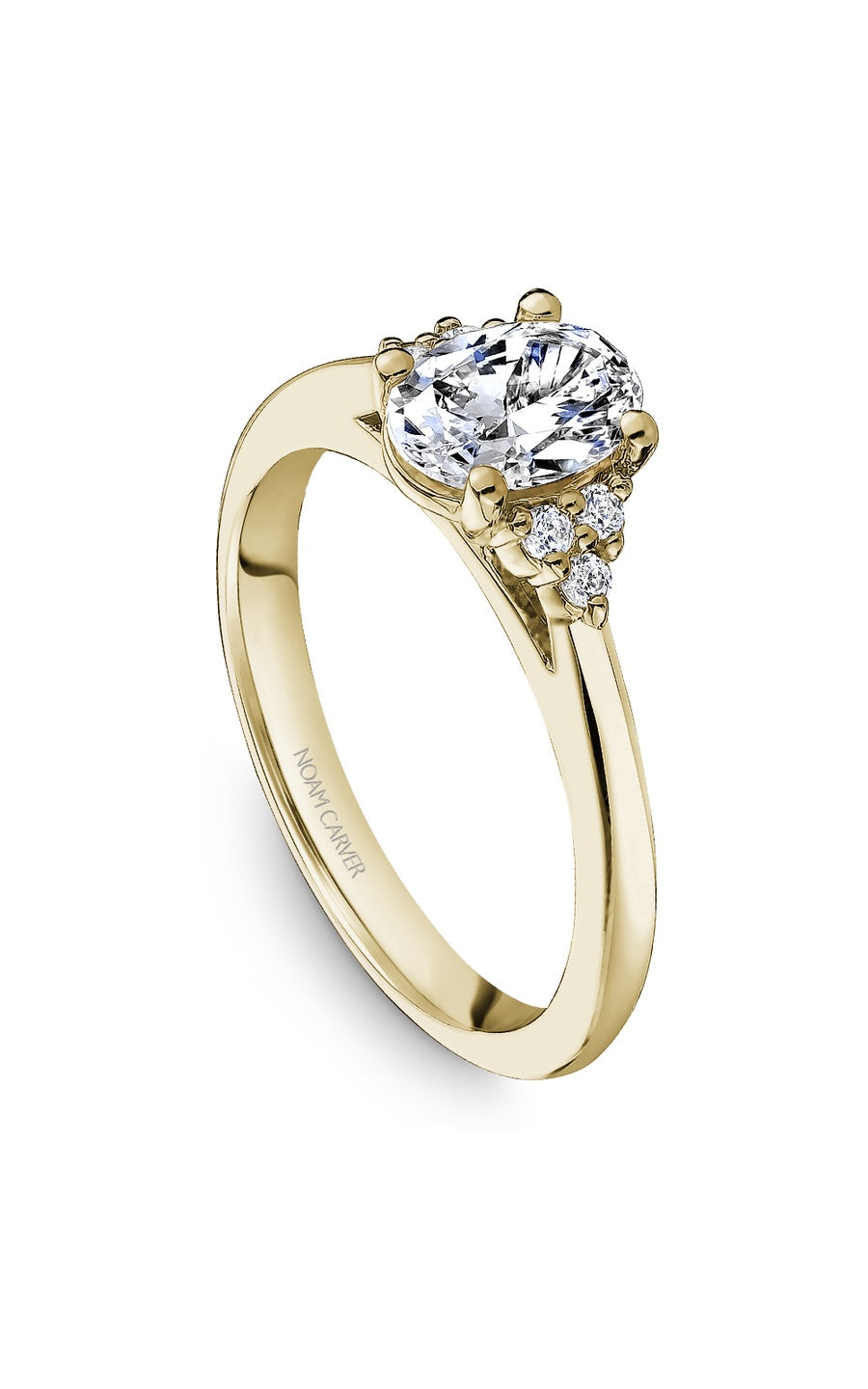 14K Yellow Gold Sidestone Oval Engagement Ring