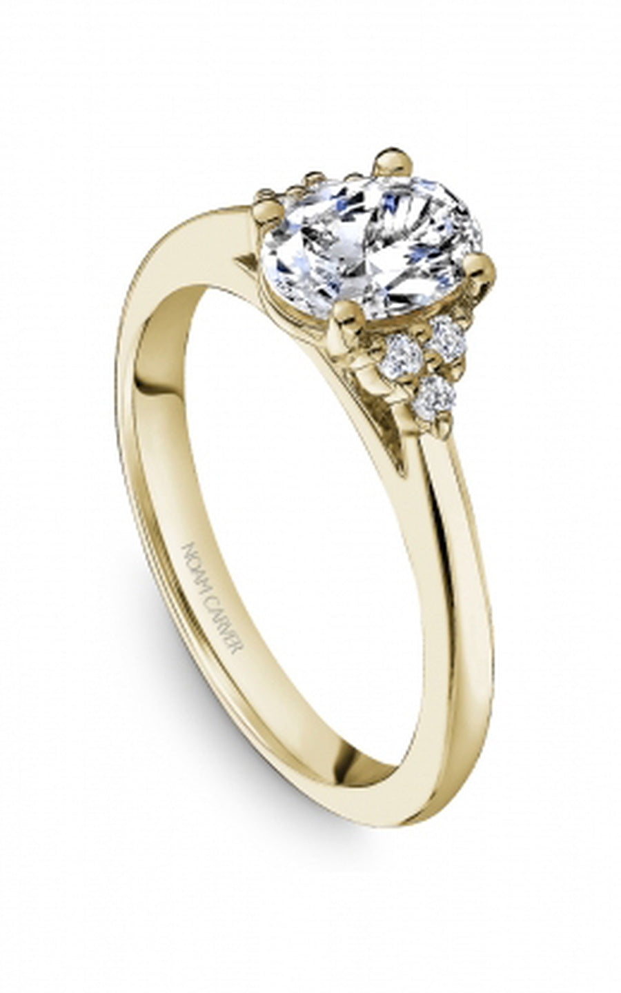 18K Yellow Gold Sidestone Oval Engagement Ring