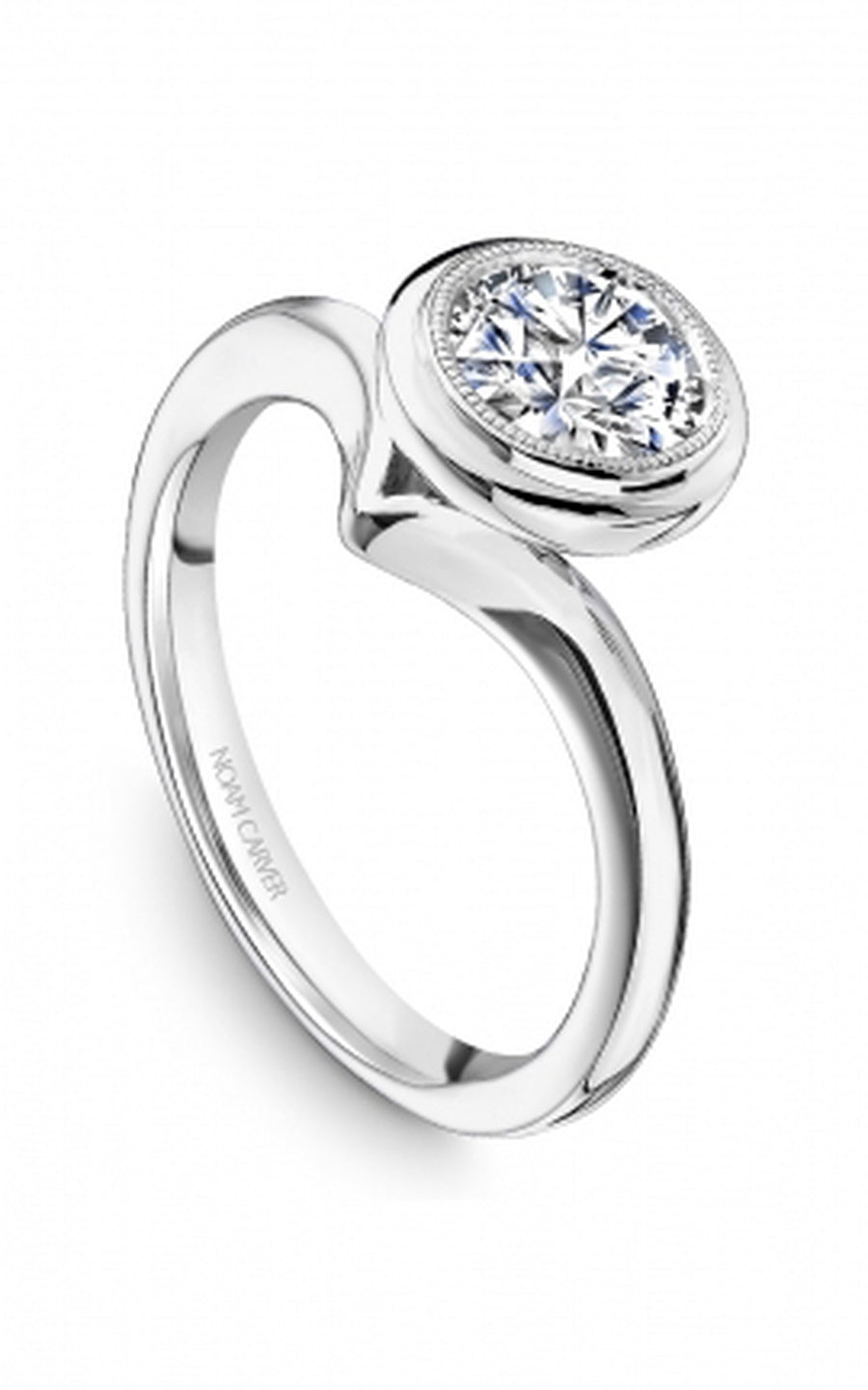 18K White Gold Solitaire Round Engagement Ring