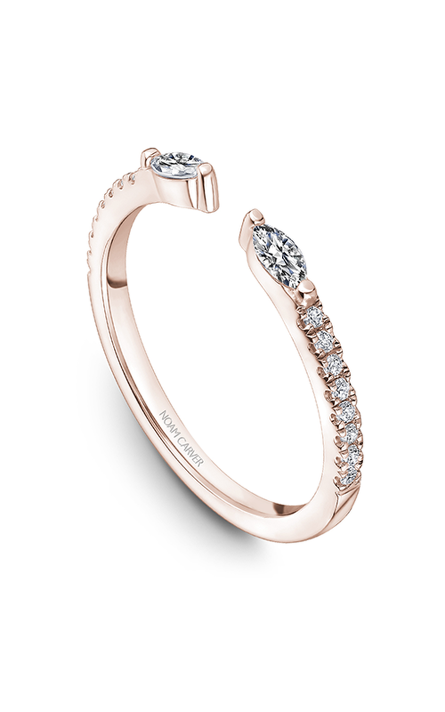 14K Rose Gold Stackables Marquise and Round Wedding Band