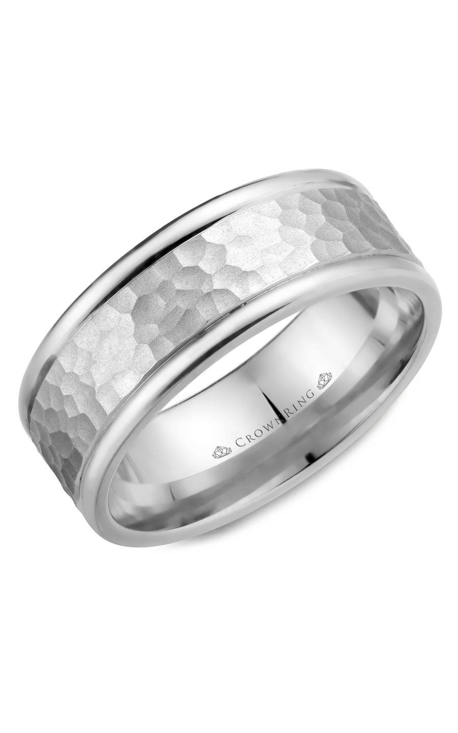 A 8.00mm Crownring Wedding Band in White Gold