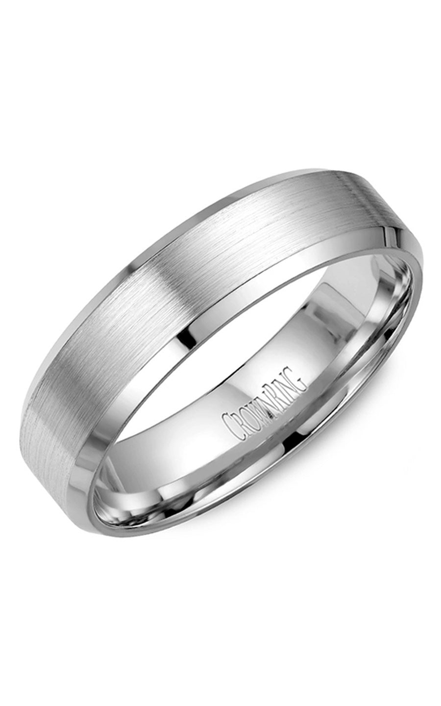 A 6.00mm Crownring Wedding Band in White Gold