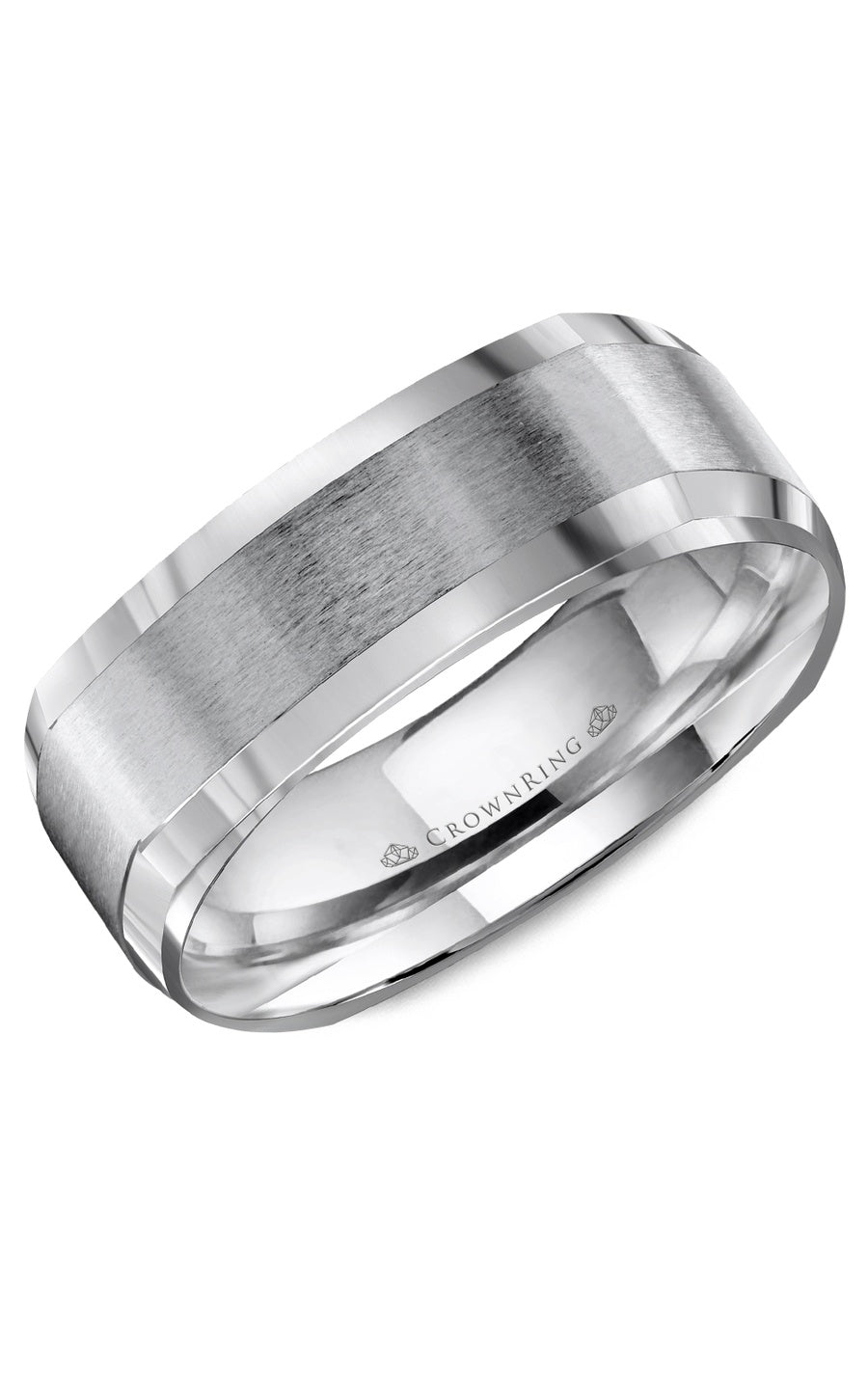 A 7.00mm Crownring Wedding Band in White Gold