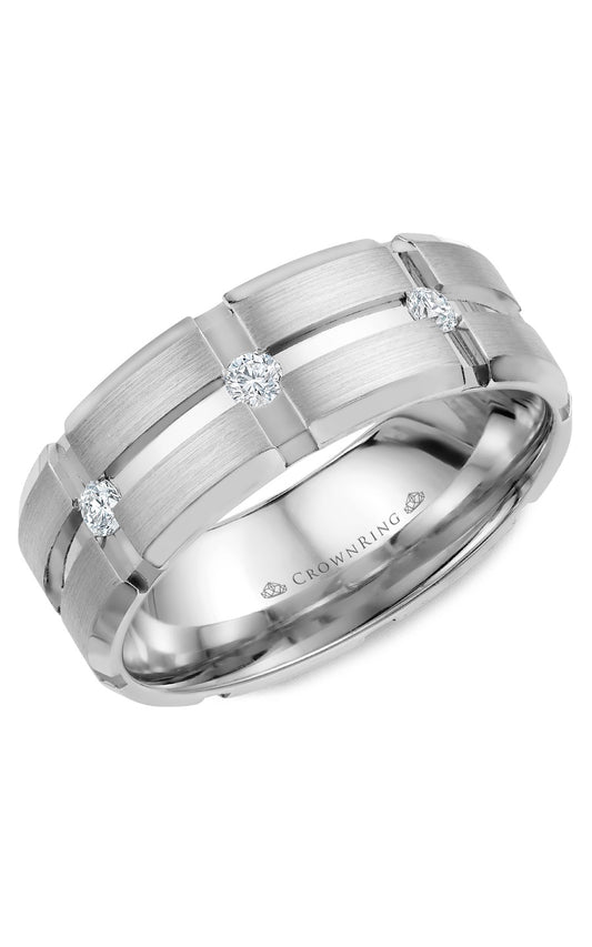8 mm Diamond Gents Wedding Band