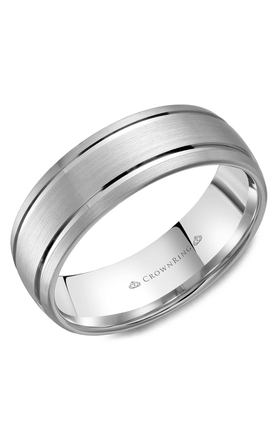 A 7.00mm Crownring Wedding Band in White Gold