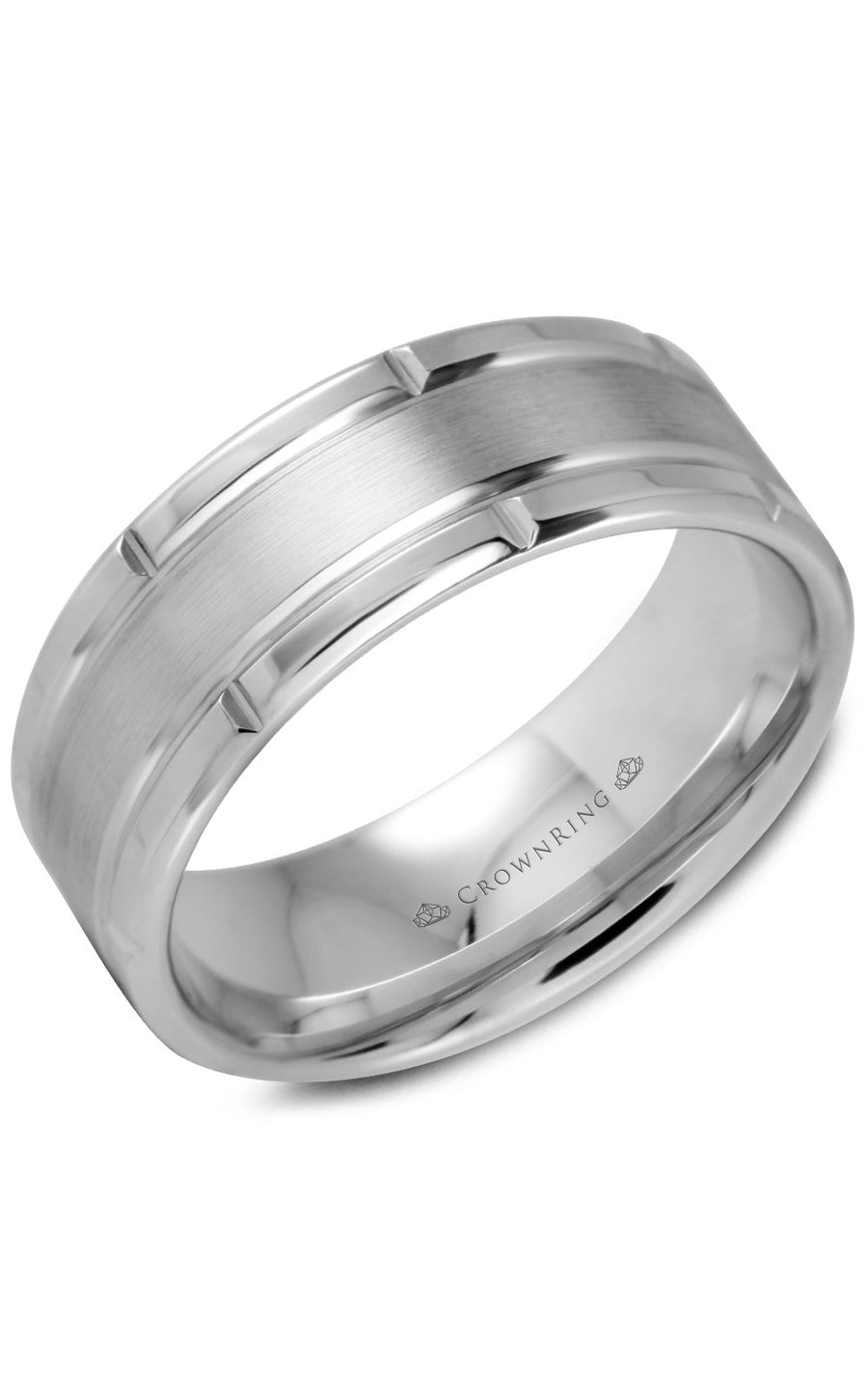 A 8.00mm Crownring Wedding Band in White Gold