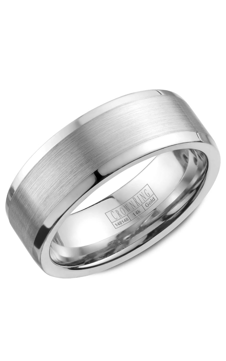 A 8.00mm Crownring Wedding Band in White Gold
