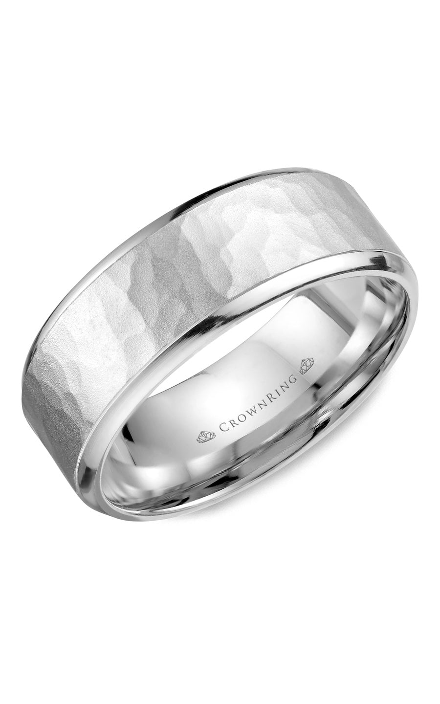 A 8.00mm Crownring Wedding Band in White Gold