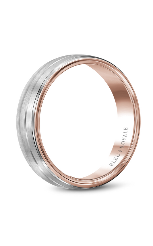 14K Rose Gold and 14K White Gold Gents Wedding Band