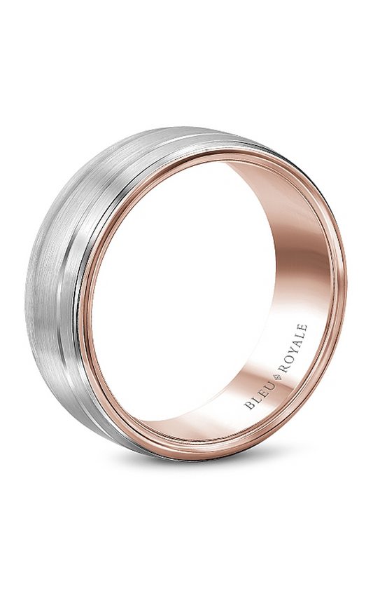 18K Rose Gold and 18K White Gold Gents Wedding Band