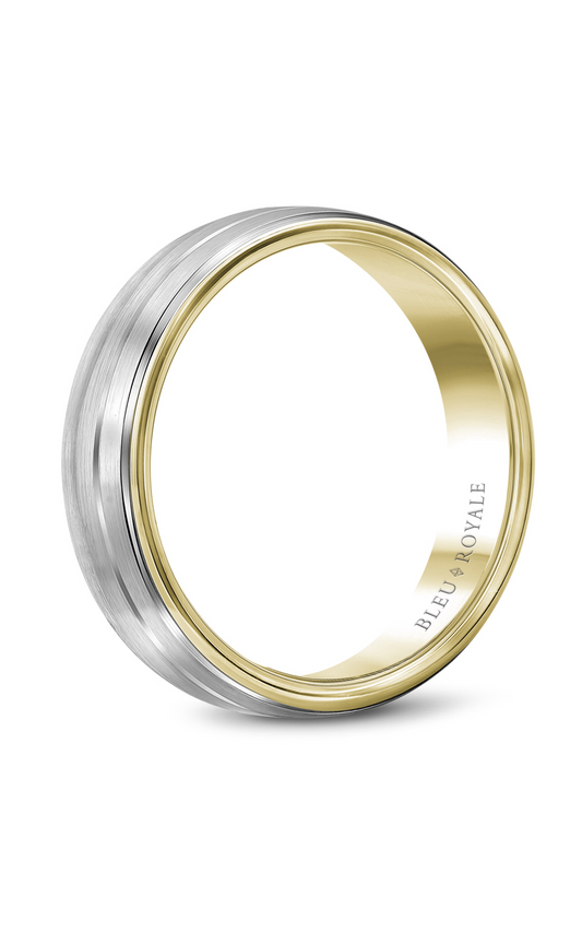 14K White Gold and 14K Yellow Gold Gents Wedding Band