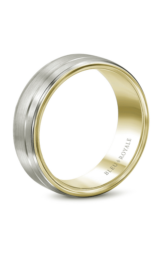 14K White Gold and 14K Yellow Gold Gents Wedding Band