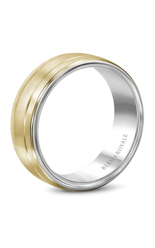 18K White Gold and 18K Yellow Gold Gents Wedding Band