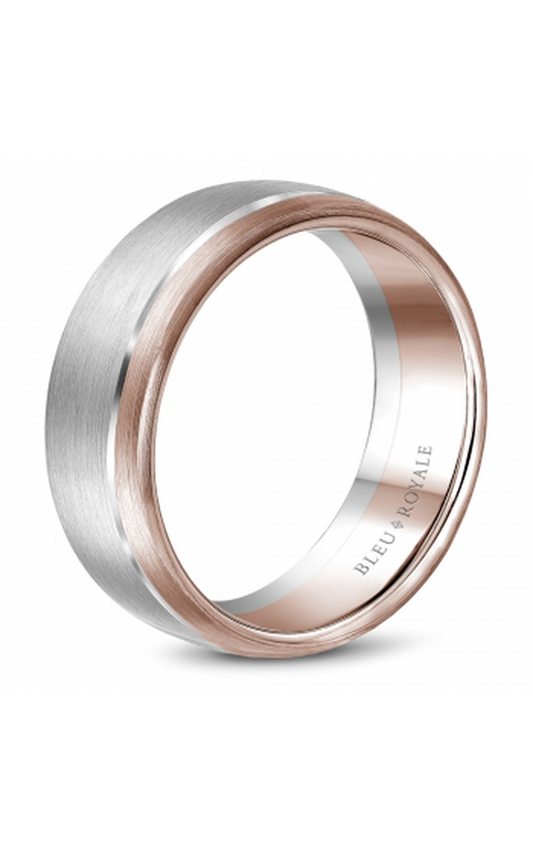 18K Rose Gold and 18K White Gold Gents Wedding Band