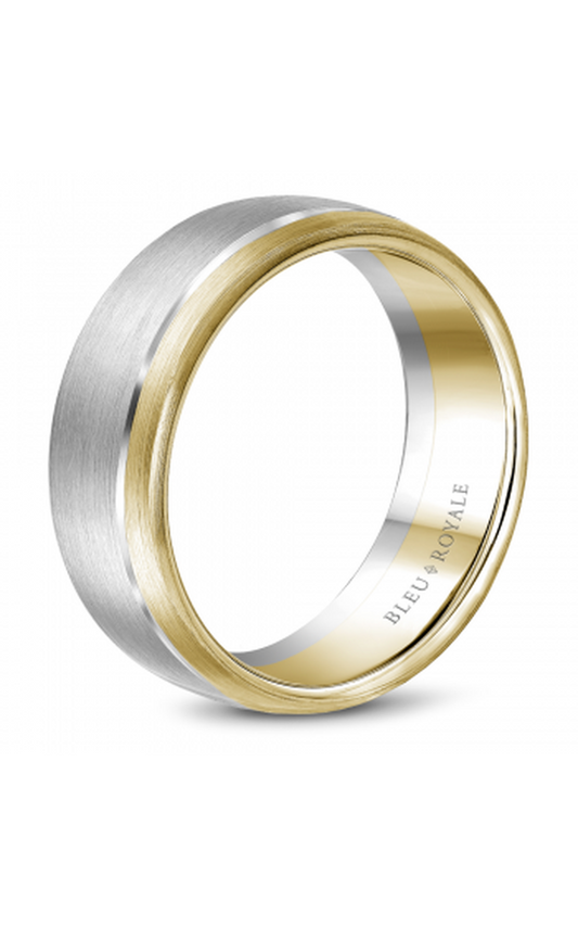14K White Gold and 14K Yellow Gold Gents Wedding Band