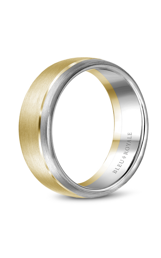 18K White Gold and 18K Yellow Gold Gents Wedding Band