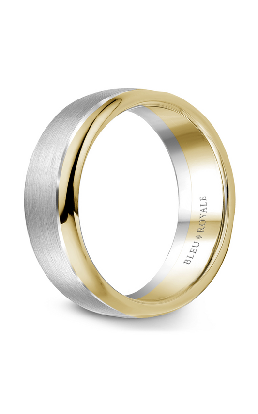 18K White Gold and 18K Yellow Gold Gents Wedding Band