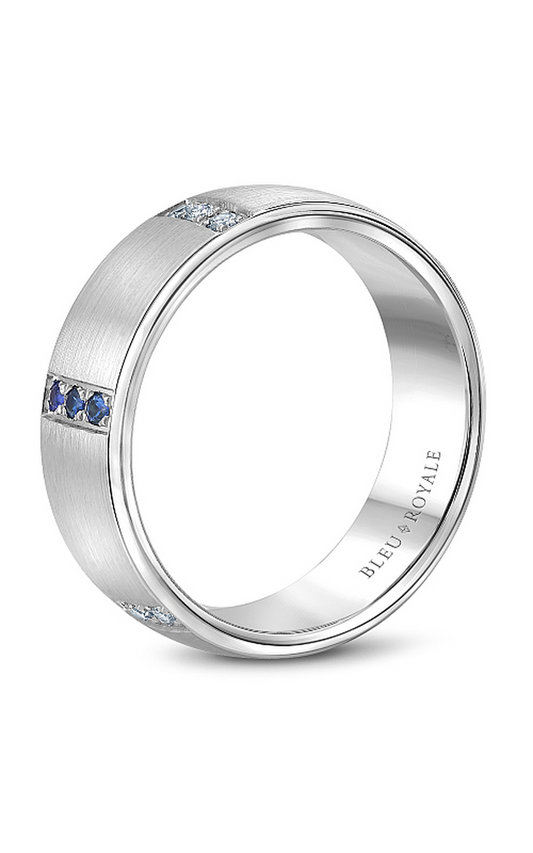 18K White Gold Gents Round Wedding Band