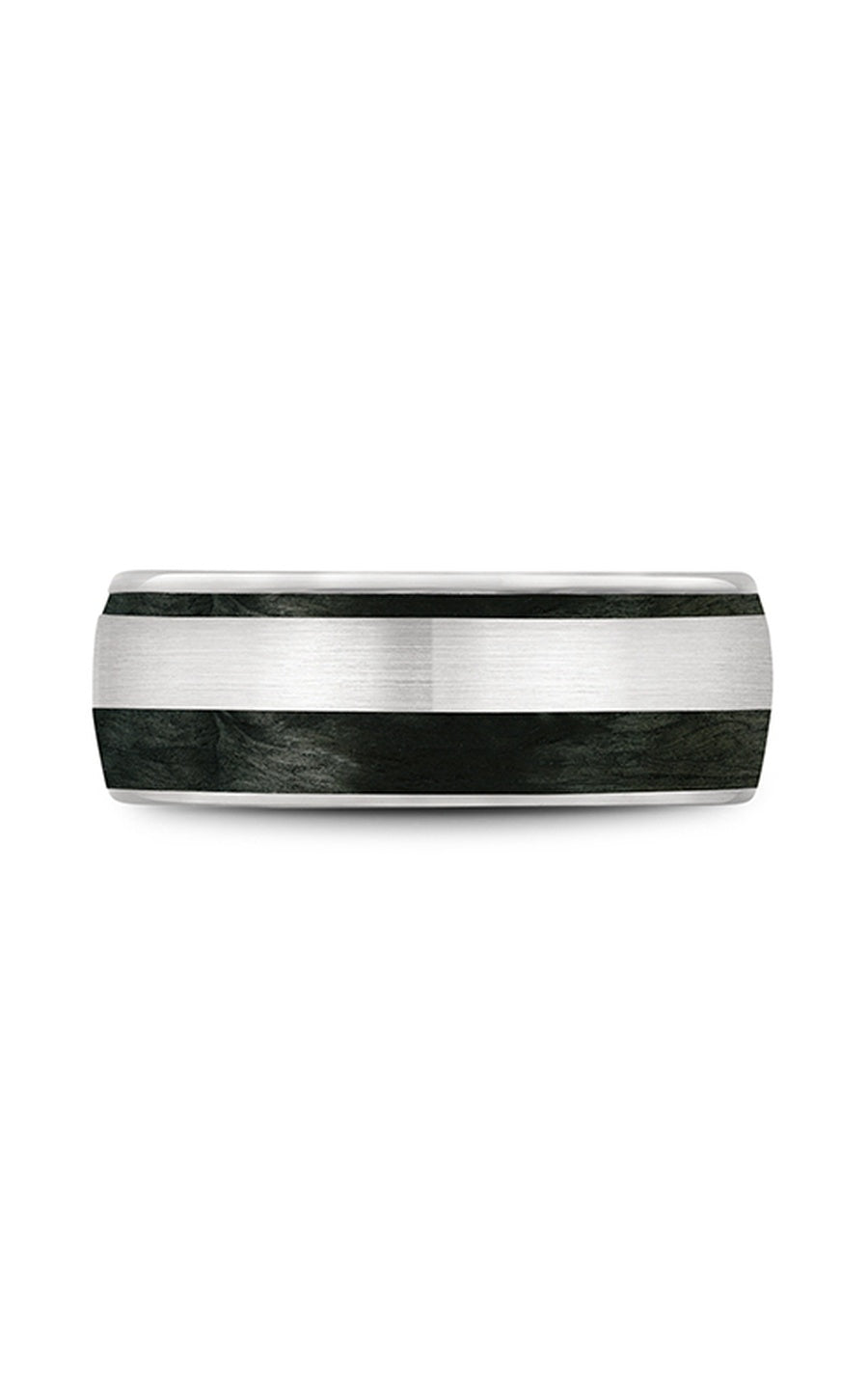 14K White Gold and Black Carbon Gents Wedding Band