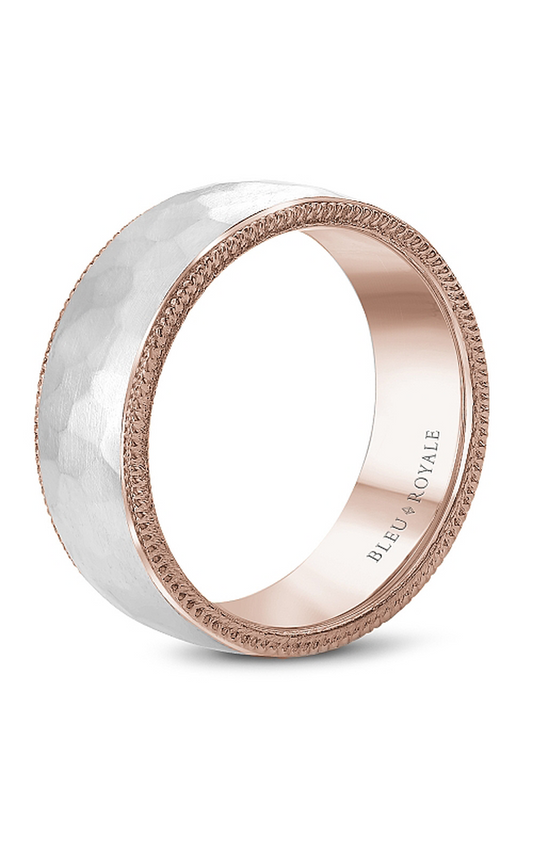 18K Rose Gold and 18K White Gold Gents Wedding Band