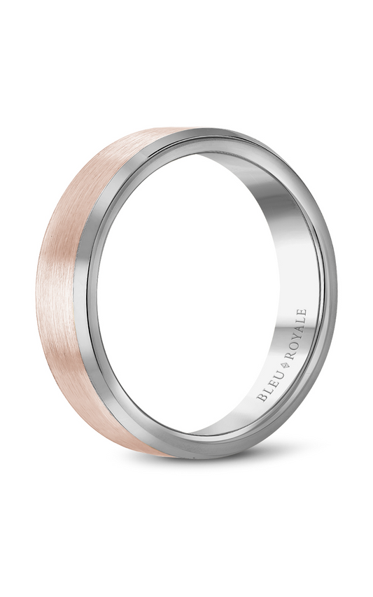 18K Rose Gold and 18K White Gold Gents Wedding Band