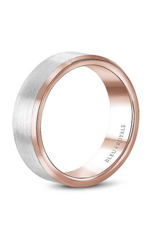 14K Rose Gold and 14K White Gold Gents Wedding Band
