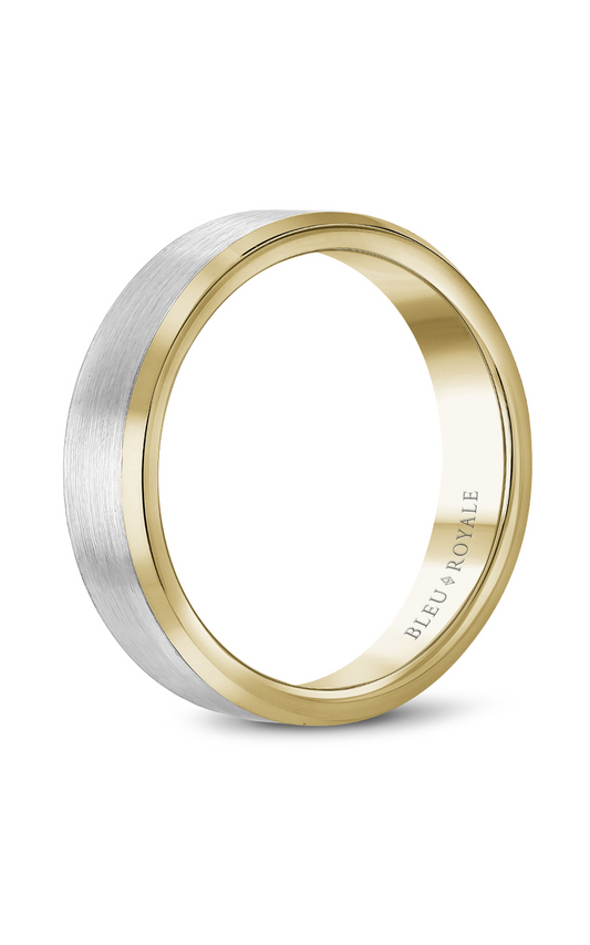 18K White Gold and 18K Yellow Gold Gents Wedding Band
