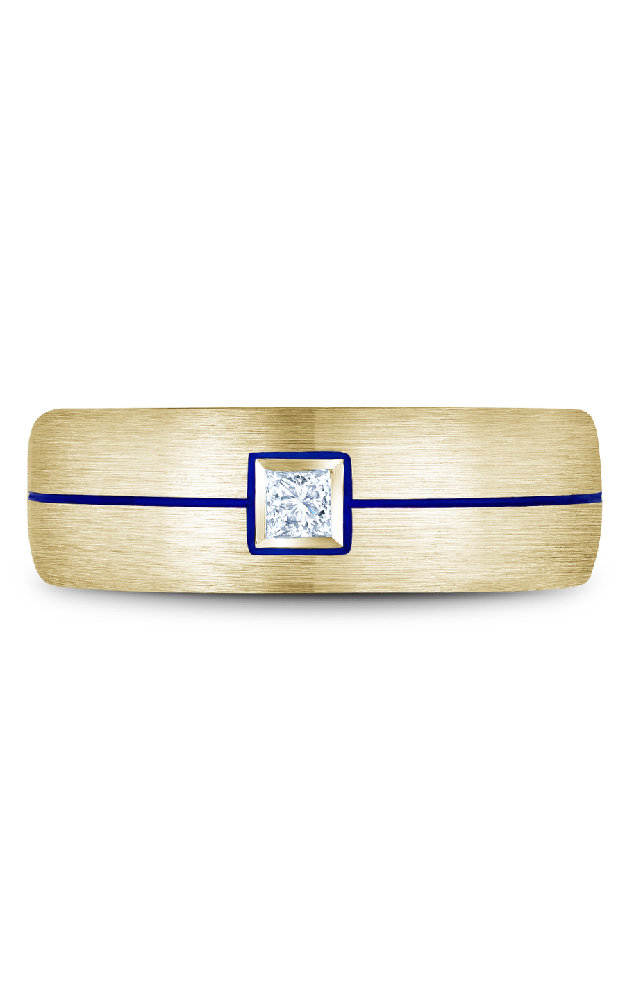 18K Yellow Gold Gents Princess Wedding Band