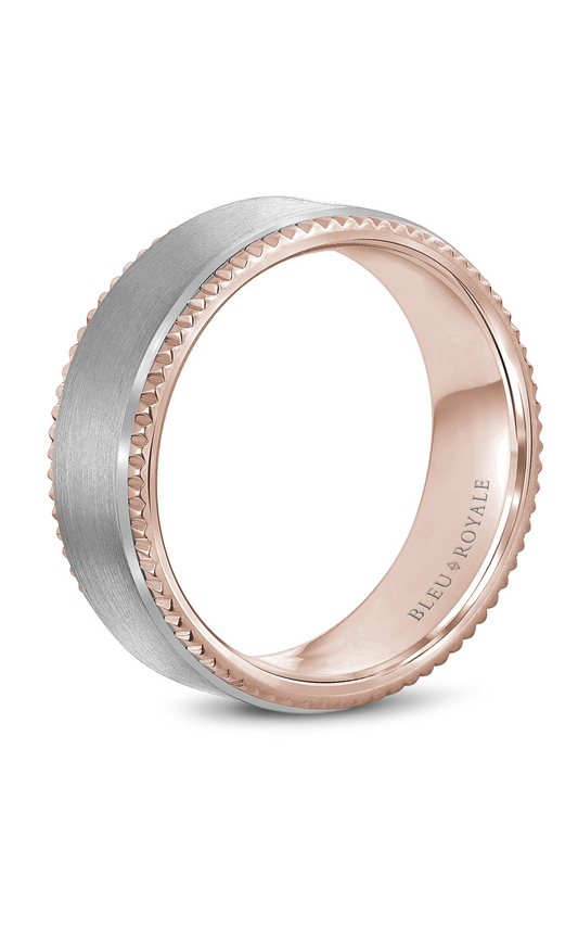 14K Rose Gold and 14K White Gold Gents Wedding Band
