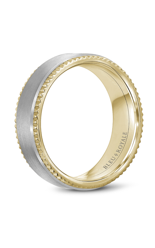 18K White Gold and 18K Yellow Gold Gents Wedding Band